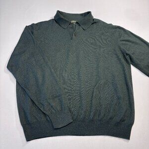 ORVIS XL Polo Sweater Hunter Green Cotton Silk Cashmere Blend LS Polo Golf